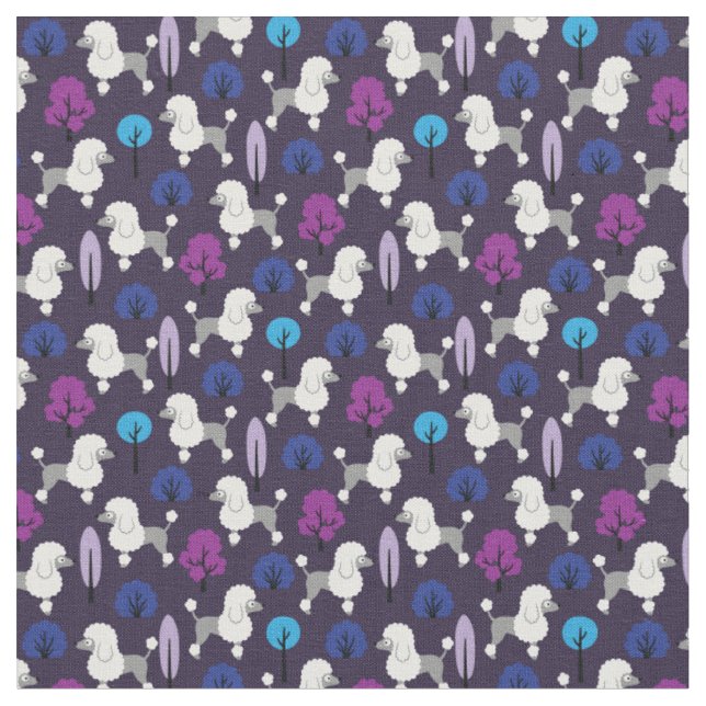 Poodle in the park fabric (Close Up)