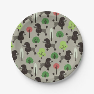 Poodle in the park paper plate