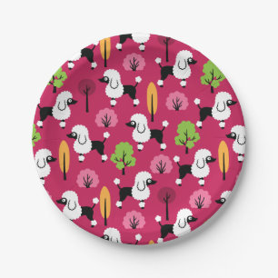 Poodle in the park paper plate