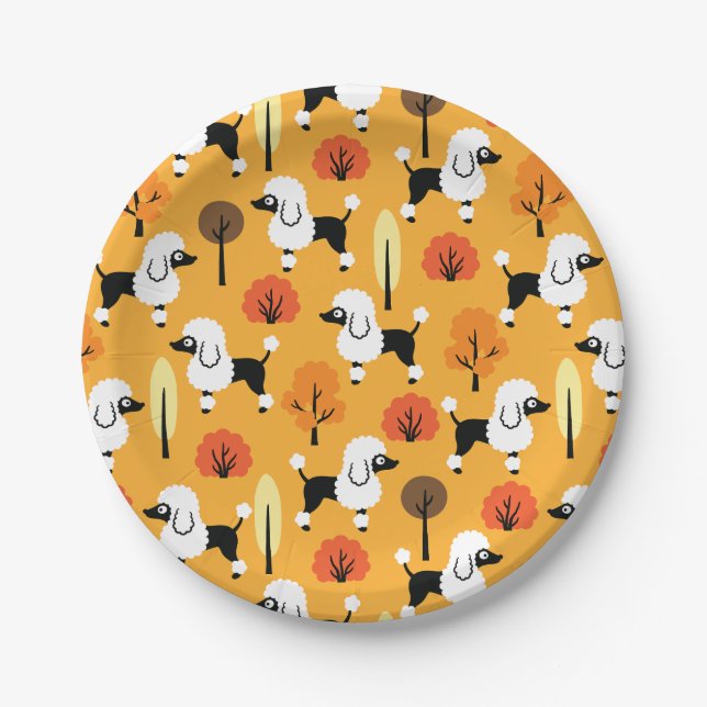Poodle in the park paper plate (Front)