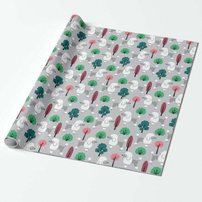 Poodle in the park Wrapping Paper (Unrolled)