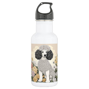 Poodle in Whimsical Flowers 532 Ml Water Bottle