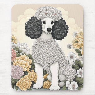 Poodle in Whimsical Flowers  Mouse Pad