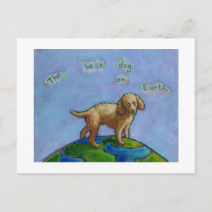 Poodle is best dog on earth cute art painting postcard