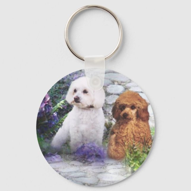 Poodle Keychain Hydrangeas (Front)