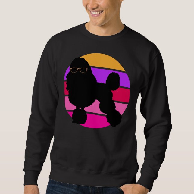 Poodle Leopard Skin Sunglasses Pink Sunset Sweatshirt (Front)