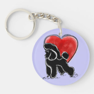 Poodle Linocut Key Ring