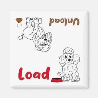 Poodle, load and unload dishwasher magnet