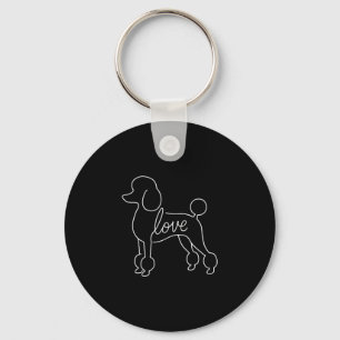 Poodle love line art minimalist elegant dog design key ring