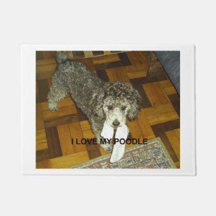 poodle love w pic silver doormat