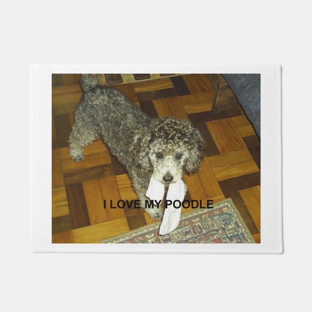 poodle love w pic silver doormat (Front)