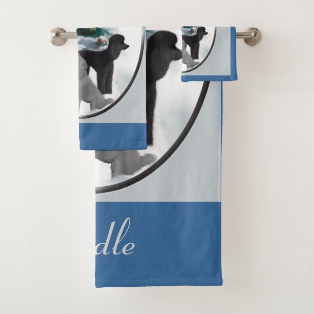 Poodle Lovers Christmas Bath Towel Set (Insitu)