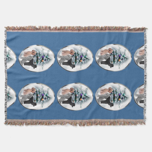 Poodle Lovers Christmas Throw Blanket (Front)