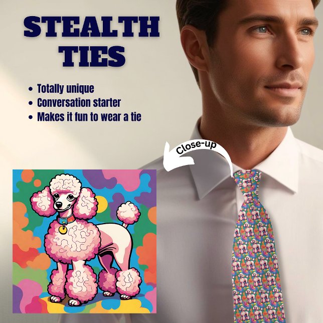Poodle Lover's Colourful Pink Stealth Tie (Creator Uploaded)