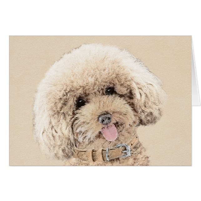 Poodle Miniature Toy Apricot Cream Brown Dog Art (Front Horizontal)