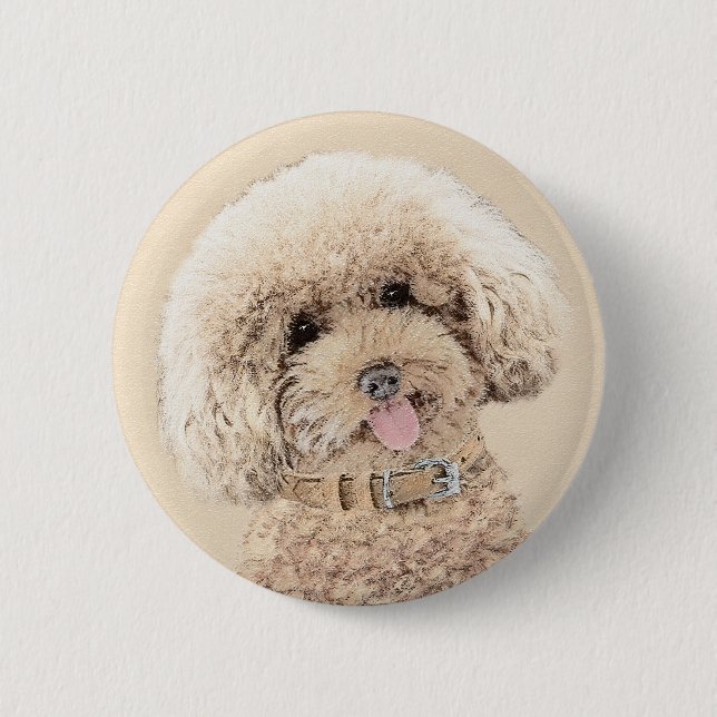 Poodle Miniature Toy Apricot Cream Brown Dog Art 6 Cm Round Badge (Front)