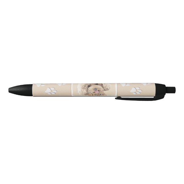 Poodle Miniature Toy Apricot Cream Brown Dog Art Black Ink Pen (Bottom)