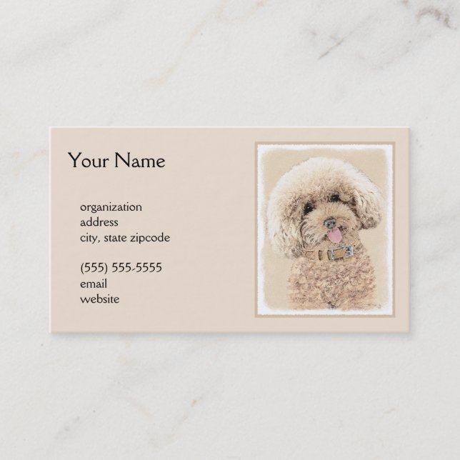 Poodle Miniature Toy Apricot Cream Brown Dog Art Business Card (Front)