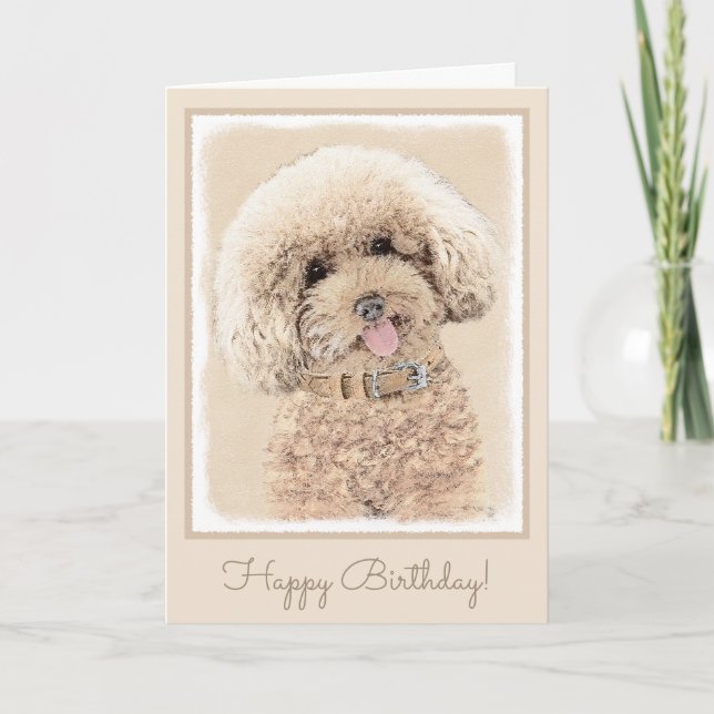 Poodle Miniature Toy Apricot Cream Brown Dog Art Card (Front)