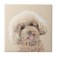 Poodle Miniature Toy Apricot Cream Brown Dog Art
