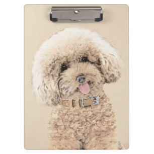 Poodle Miniature Toy Apricot Cream Brown Dog Art Clipboard