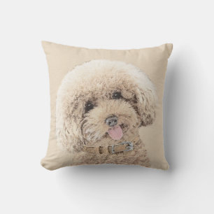 Poodle Miniature Toy Apricot Cream Brown Dog Art Cushion