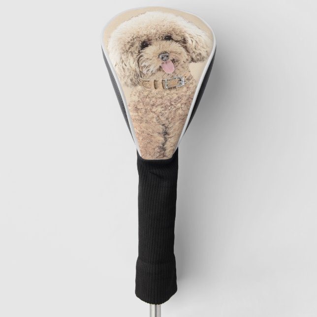 Poodle Miniature Toy Apricot Cream Brown Dog Art Golf Head Cover (Front)