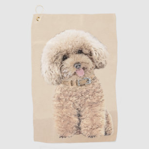 Poodle Miniature Toy Apricot Cream Brown Dog Art Golf Towel