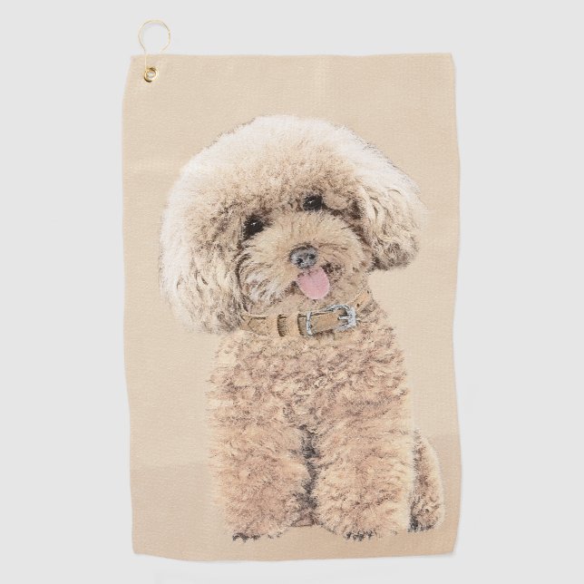 Poodle Miniature Toy Apricot Cream Brown Dog Art Golf Towel (Front)