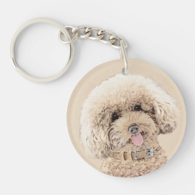Poodle Miniature Toy Apricot Cream Brown Dog Art Key Ring (Front)