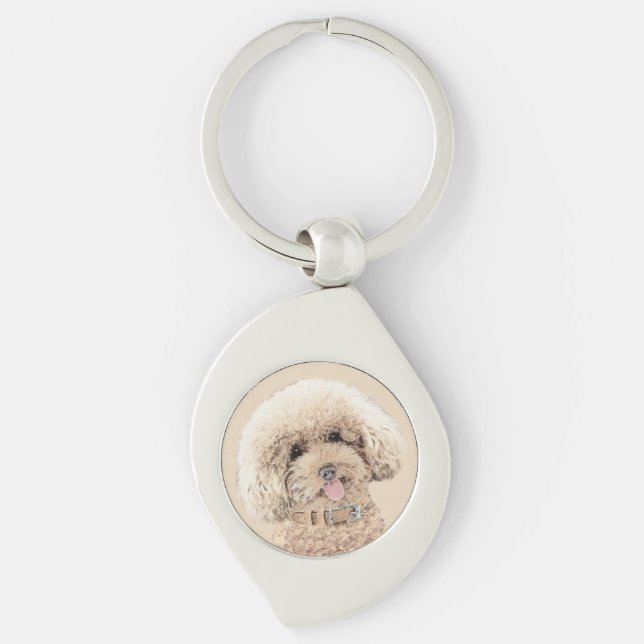 Poodle Miniature Toy Apricot Cream Brown Dog Art Key Ring (Front)