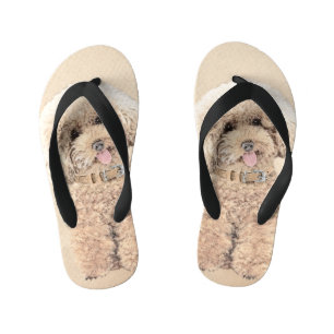 Poodle Miniature Toy Apricot Cream Brown Dog Art Kid's Thongs