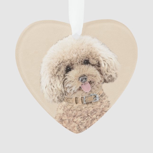 Poodle Miniature Toy Apricot Cream Brown Dog Art Ornament (Front)