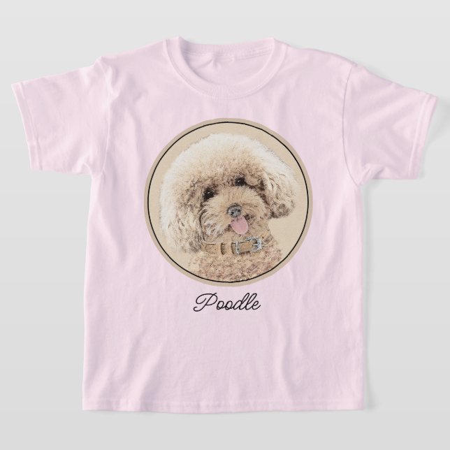 Poodle Miniature Toy Apricot Cream Brown Dog Art T-Shirt (Laydown)
