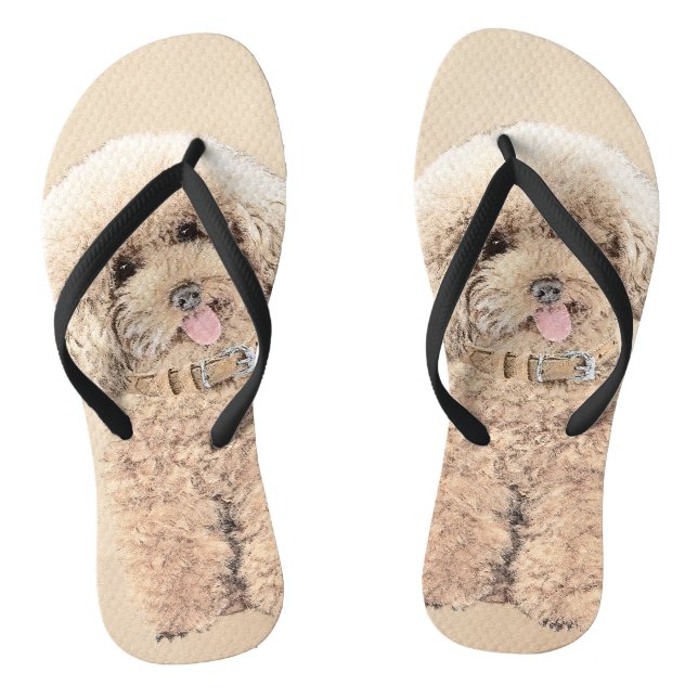 Poodle Miniature Toy Apricot Cream Brown Dog Art Thongs (Footbed)