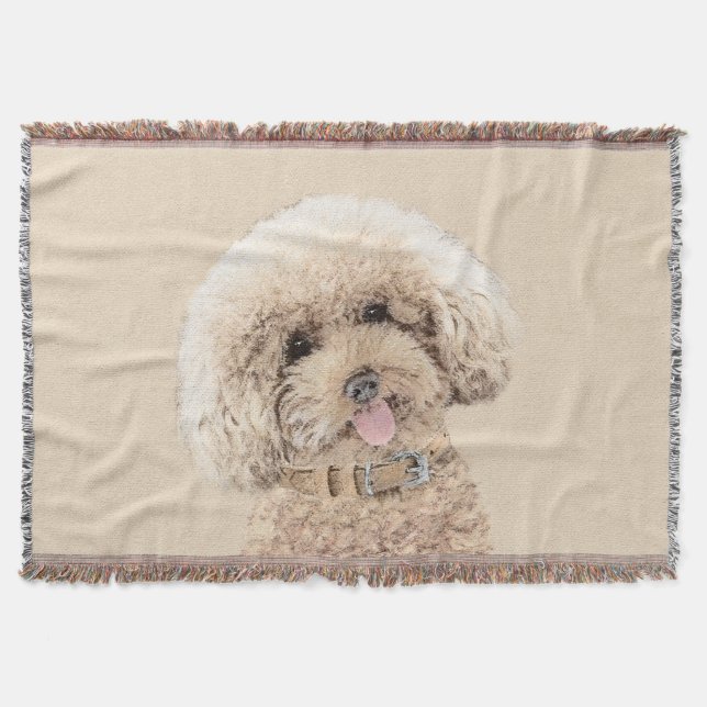 Poodle Miniature Toy Apricot Cream Brown Dog Art Throw Blanket (Front)
