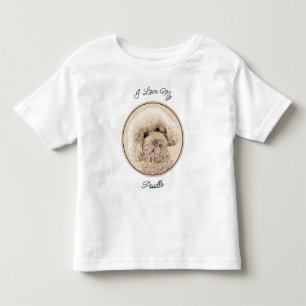 Poodle Miniature Toy Apricot Cream Brown Dog Art Toddler T-Shirt