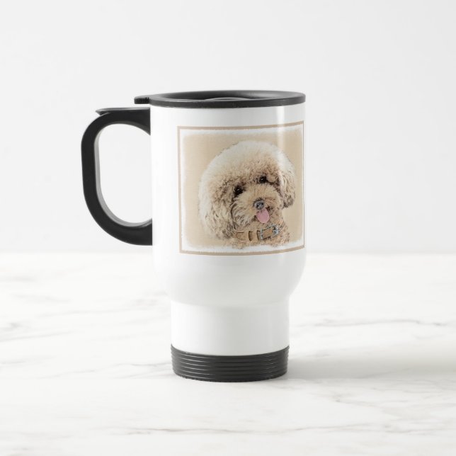 Poodle Miniature Toy Apricot Cream Brown Dog Art Travel Mug (Left)