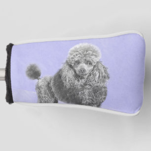 Poodle Miniature Toy Silver Gray Blue Dog Art Golf Head Cover