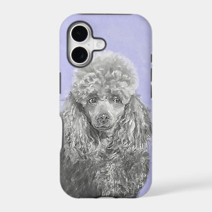 Poodle Miniature Toy Silver Grey Blue Dog Art