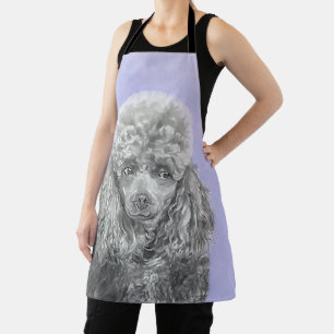 Poodle Miniature Toy Silver Grey Blue Dog Art Apron