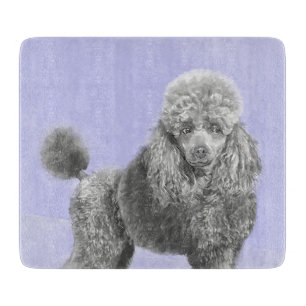 Poodle Miniature Toy Silver Grey Blue Dog Art Cutting Board