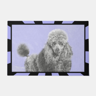 Poodle Miniature Toy Silver Grey Blue Dog Art Doormat