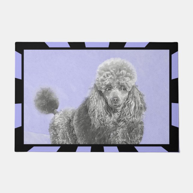 Poodle Miniature Toy Silver Grey Blue Dog Art Doormat (Front)