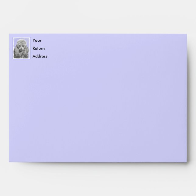 Poodle Miniature Toy Silver Grey Blue Dog Art Envelope (Front)
