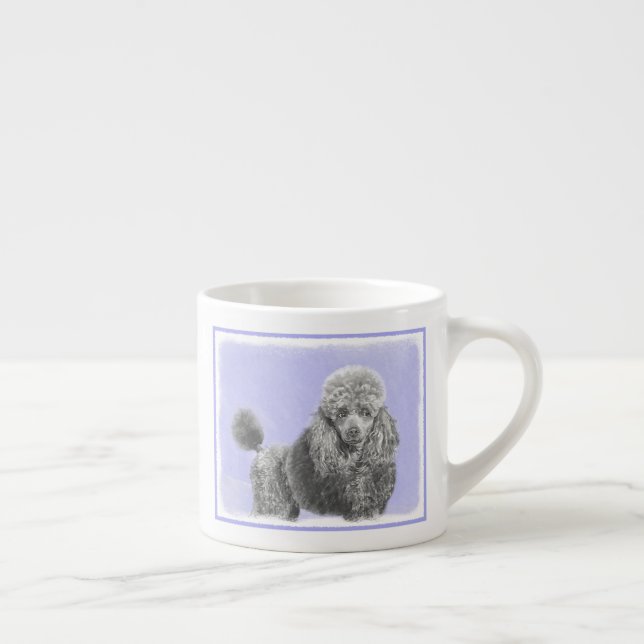 Poodle Miniature Toy Silver Grey Blue Dog Art Espresso Cup (Right)