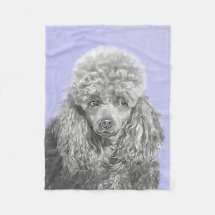 Poodle Miniature Toy Silver Grey Blue Dog Art Fleece Blanket