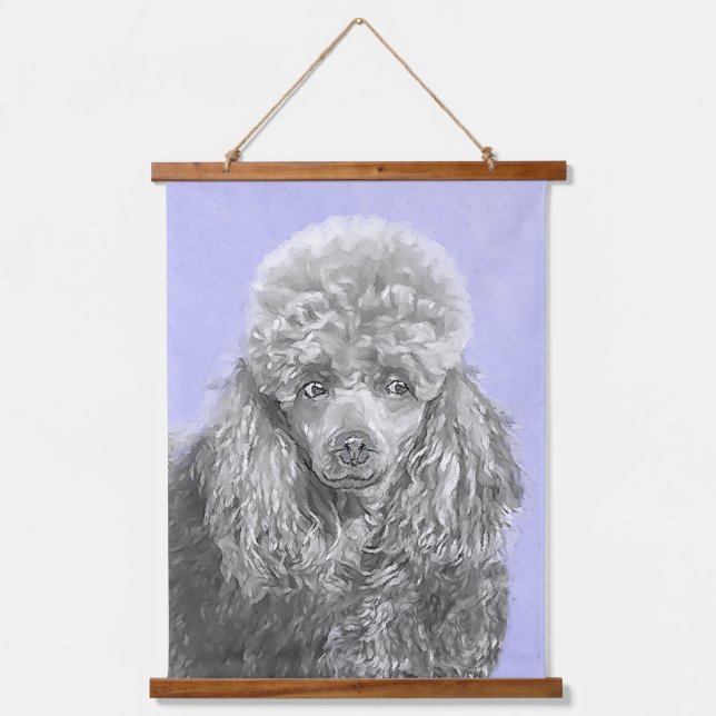 Poodle Miniature Toy Silver Grey Blue Dog Art Hanging Tapestry (Front)
