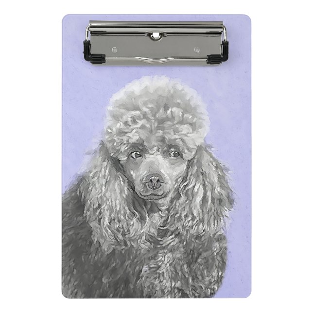 Poodle Miniature Toy Silver Grey Blue Dog Art Mini Clipboard (Front)