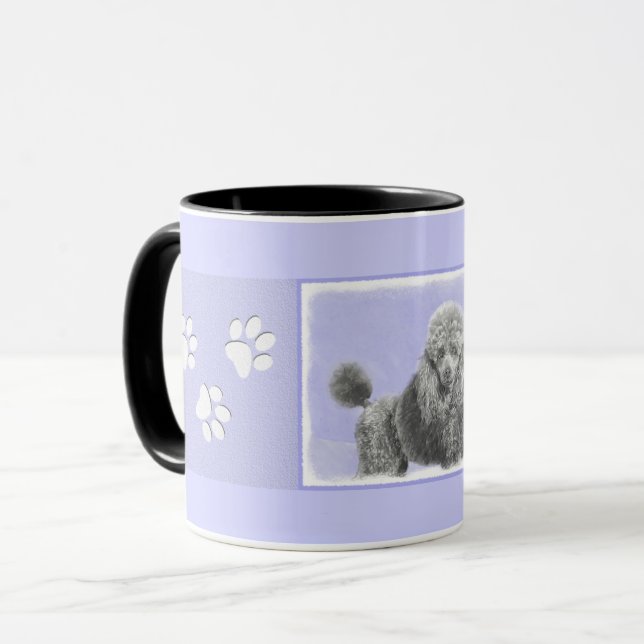Poodle Miniature Toy Silver Grey Blue Dog Art Mug (Front Left)
